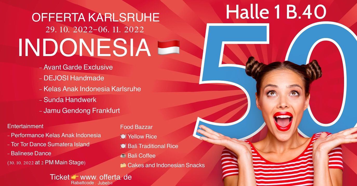 We are at @offerta_karlsruhe 
29.10.2022-06.11.2022
Halle 1 B.40
We look forward to meeting you there 🇮🇩❤️
#offerta2022
#presentingindonesia 
#dejosihandmade 
#balibag
#karlsruhecity